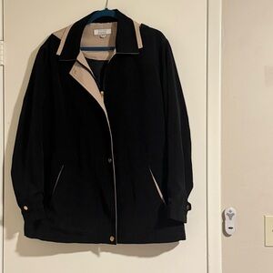 Izzi outwear Black Jacket with Cream Accents and Gold Buttons